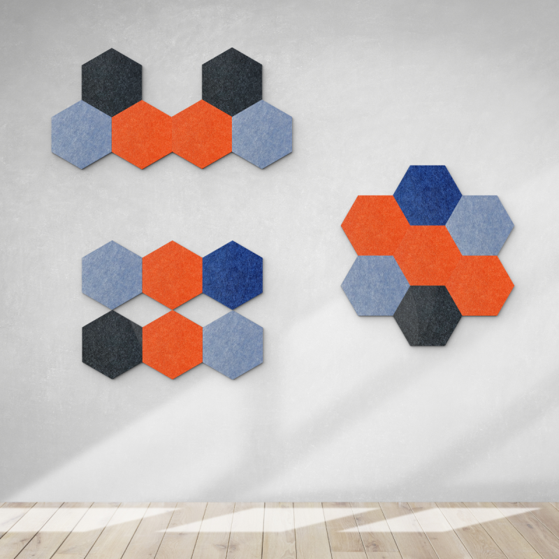 Reclaim® Stick-On Decorative Acoustic Panels - Orange 6-Pack