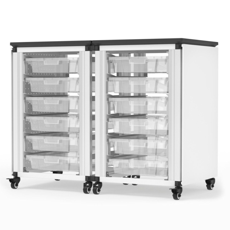 Modular Classroom Storage Cabinet - 2 Side-By-Side Modules With 12 Small Bins