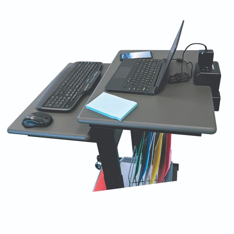 Mobile Computer Cart With BatteryPowered Device Charger