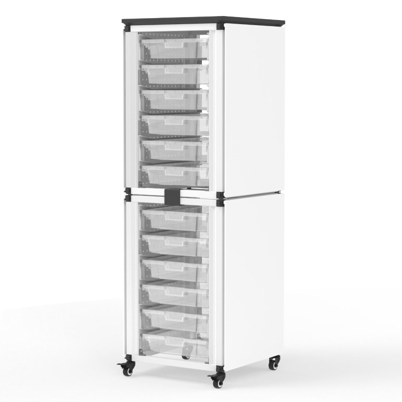 Modular Classroom Storage Cabinet - 2 Stacked Modules With 12 Small Bins