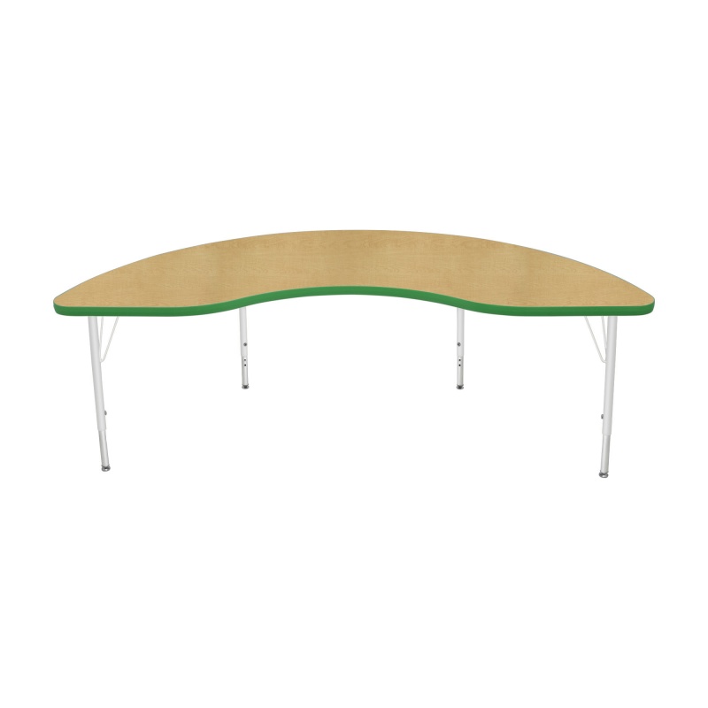 36" X 72" Kidney Table - Top Color: Maple, Edge Color: Dustin Green