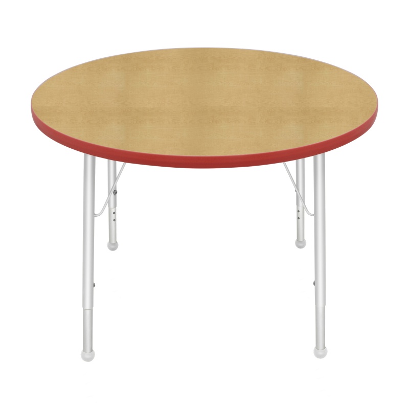 36" Round Table - Top Color: Maple, Edge Color: Red