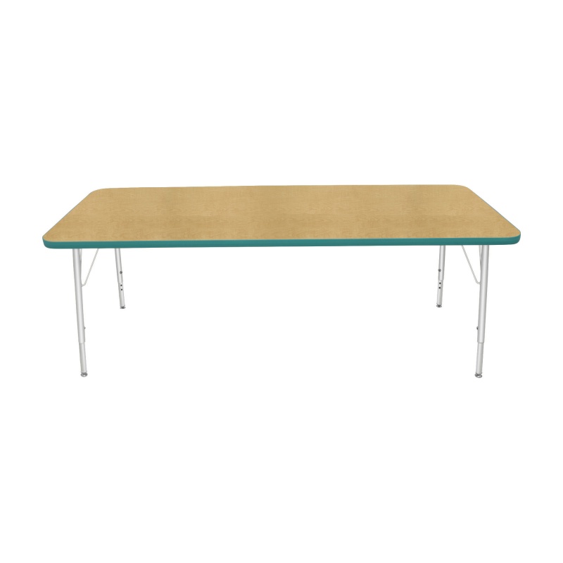 30" X 72" Rectangle Table - Top Color: Maple, Edge Color: Teal