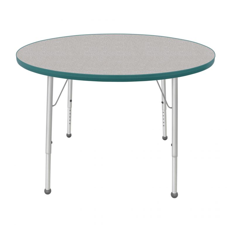 42" Round Table - Top Color: Gray Nebula, Edge Color: Teal