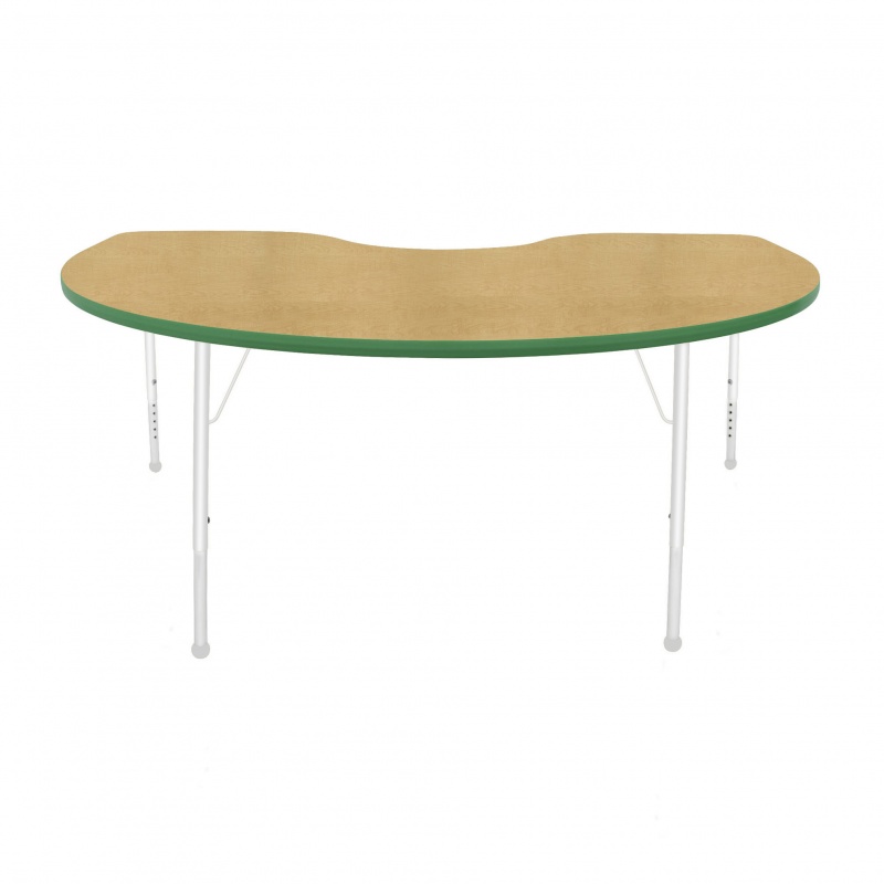 48" X 72" Kidney Table - Top Color: Maple, Edge Color: Dustin Green