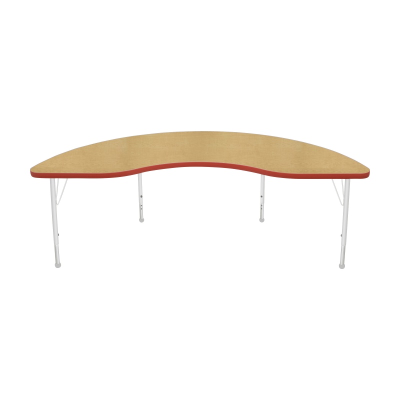 36" X 72" Kidney Table - Top Color: Maple, Edge Color: Red