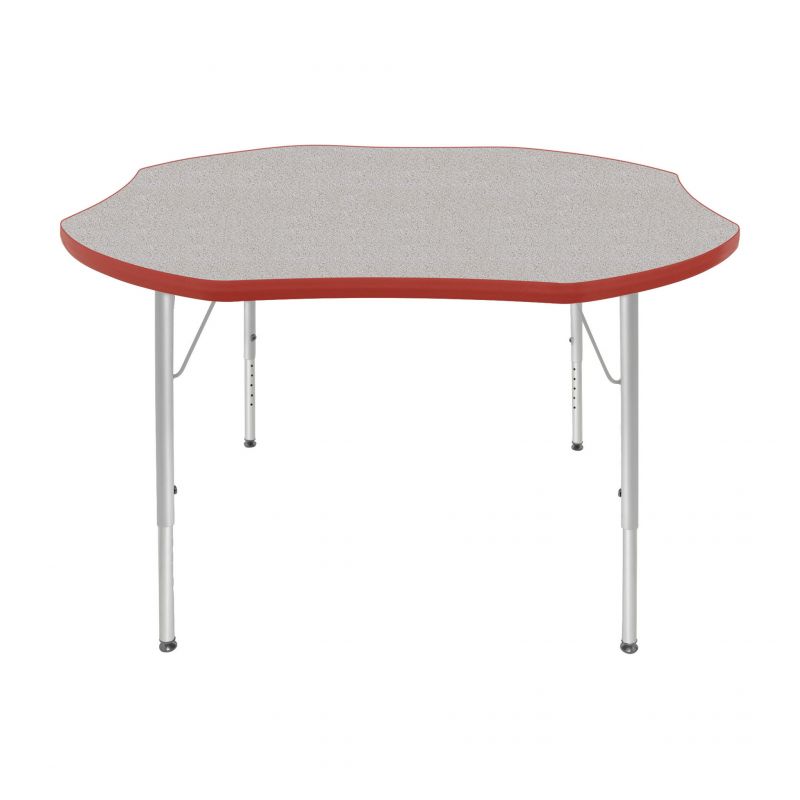 48" Shamrock Table - Top Color: Gray Nebula, Edge Color: Red