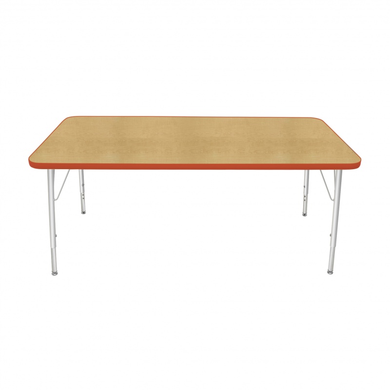 30" X 60" Rectangle Table - Top Color: Maple, Edge Color: Autumn Orange