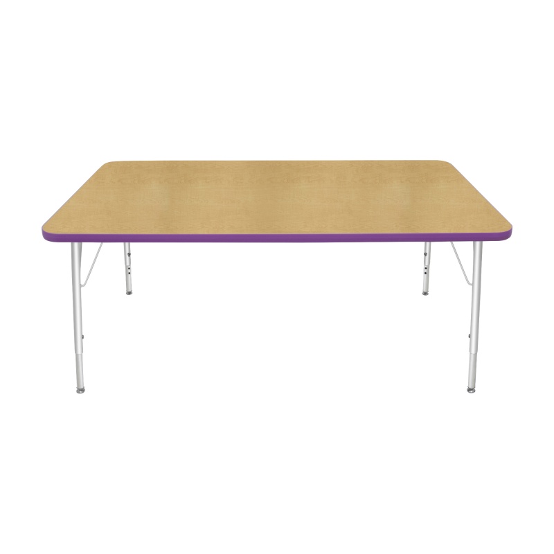 36" X 60" Rectangle Table - Top Color: Maple, Edge Color: Purple