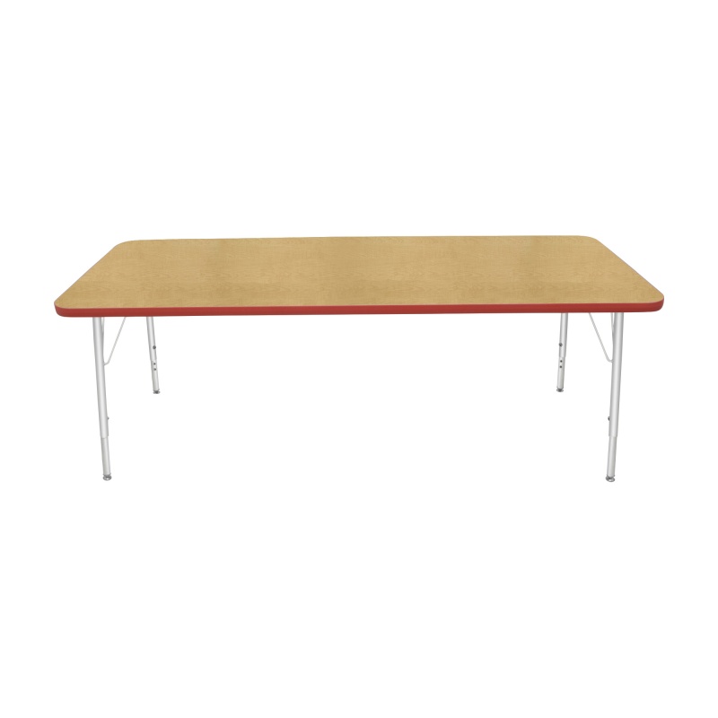 30" X 72" Rectangle Table - Top Color: Maple, Edge Color: Red