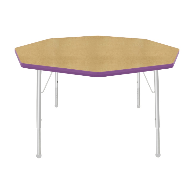 48" Octagon Table - Top Color: Maple, Edge Color: Purple