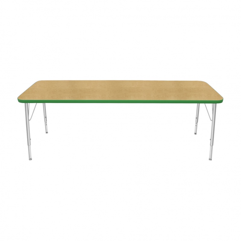 24" X 72" Rectangle Table - Top Color: Maple, Edge Color: Dustin Green
