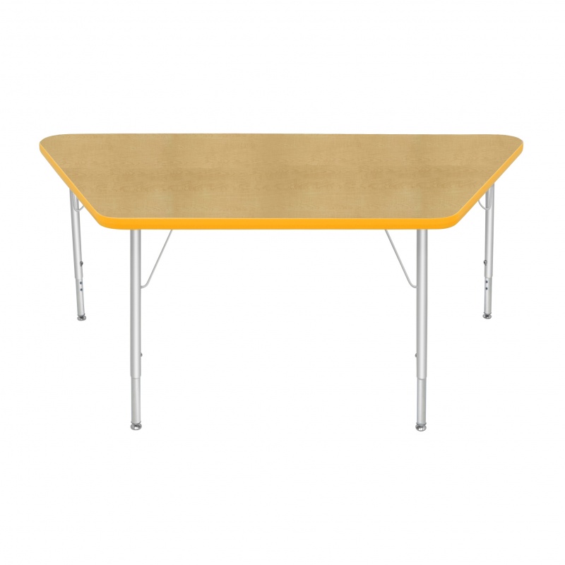 30" X 60" Trapezoid Table - Top Color: Maple, Edge Color: Yellow