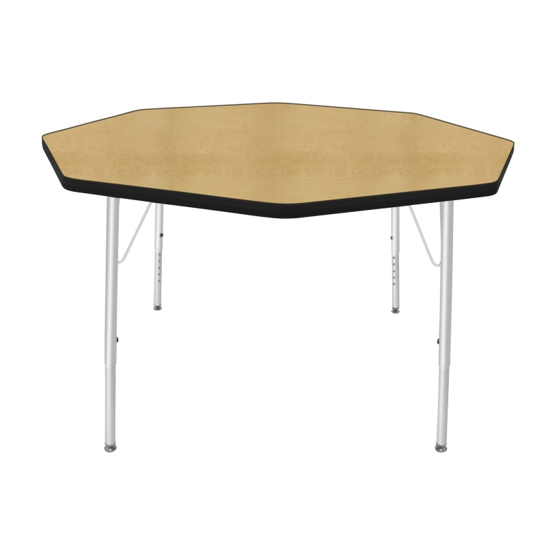 48" Octagon Table - Top Color: Maple, Edge Color: Black