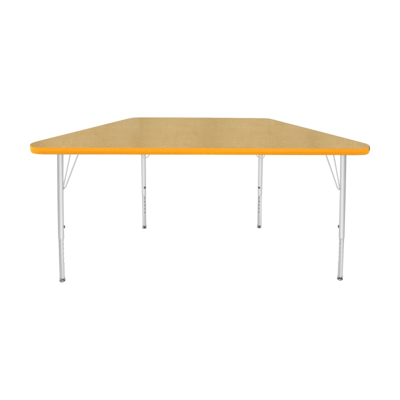 24" X 48" Trapezoid Table - Top Color: Maple, Edge Color: Yellow