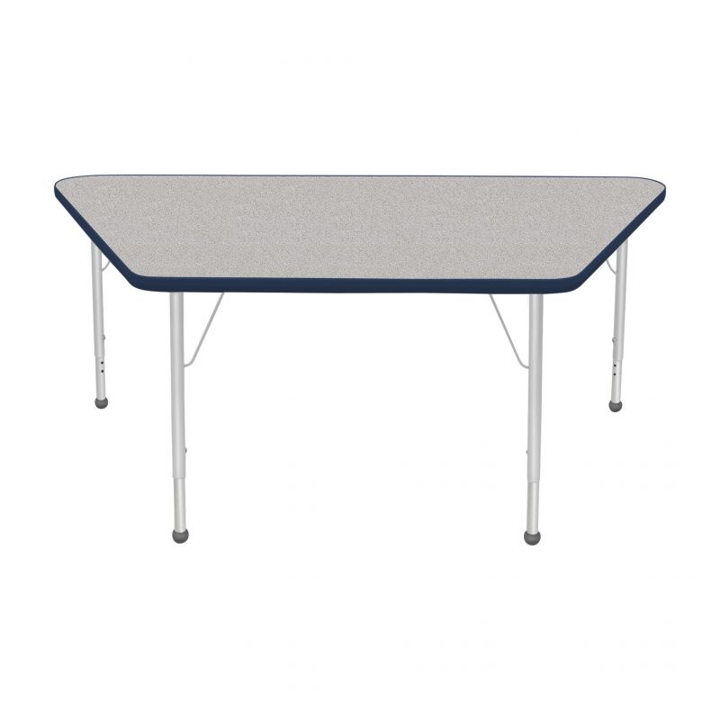 30" X 60" Trapezoid Table - Top Color: Gray Nebula, Edge Color: Navy