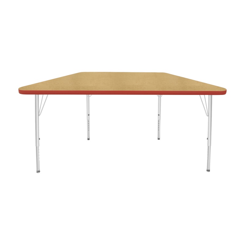 24" X 48" Trapezoid Table - Top Color: Maple, Edge Color: Red