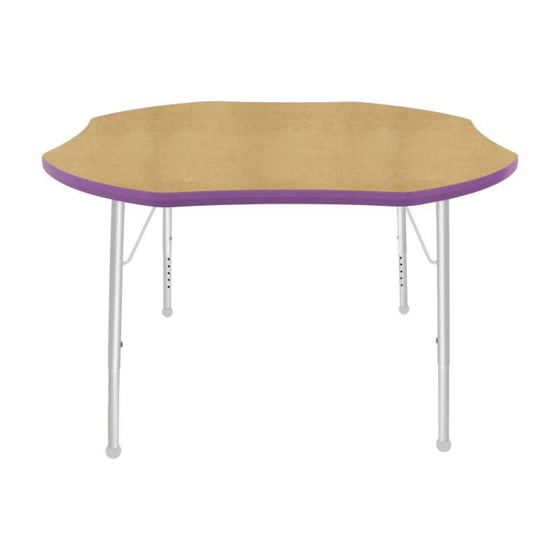 48" Shamrock Table - Top Color: Maple, Edge Color: Purple