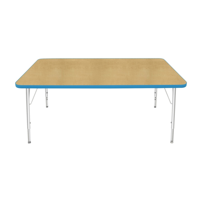 36" X 60" Rectangle Table - Top Color: Maple, Edge Color: Bright Blue