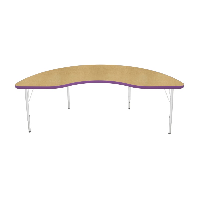 36" X 72" Kidney Table - Top Color: Maple, Edge Color: Purple