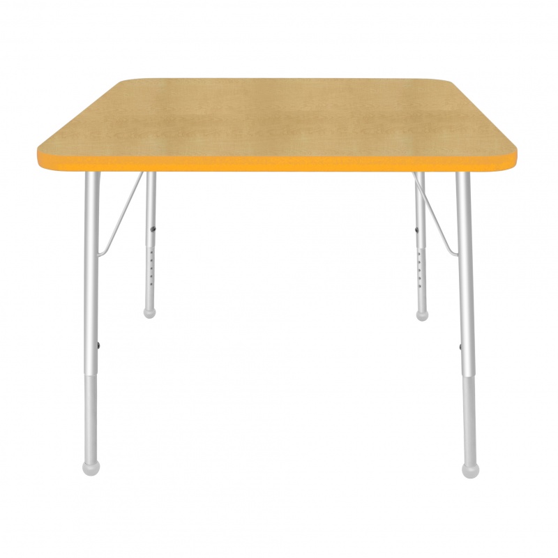 36" Square Table - Top Color: Maple, Edge Color: Yellow