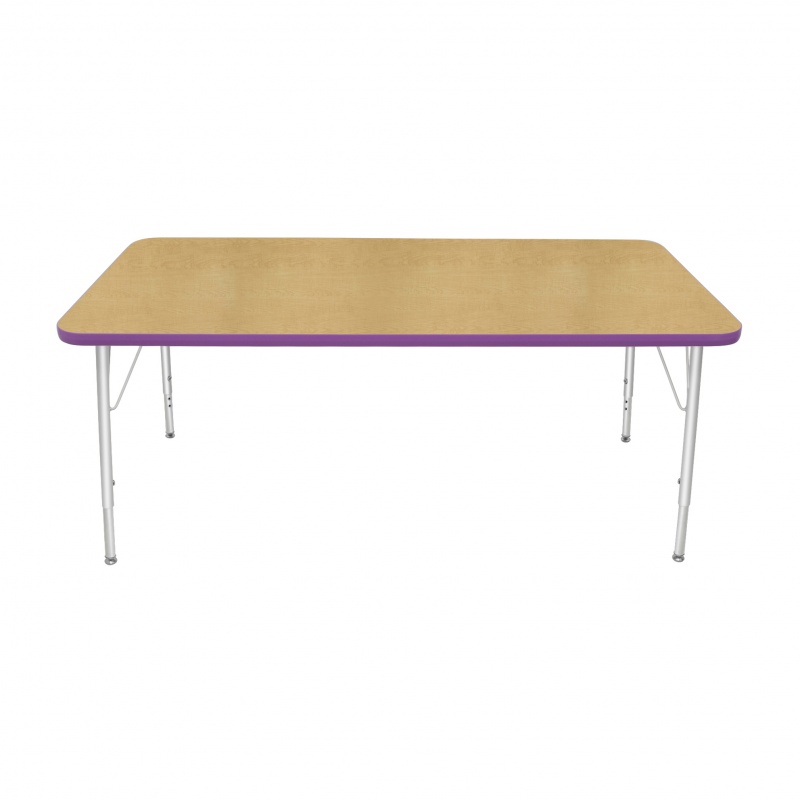 30" X 60" Rectangle Table - Top Color: Maple, Edge Color: Purple