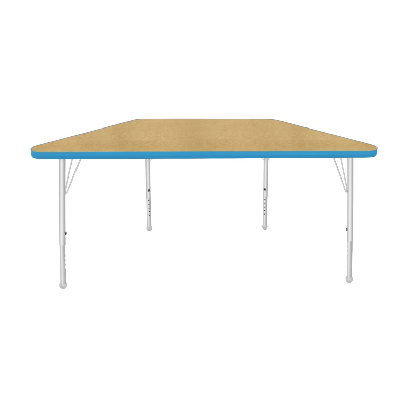 24" X 48" Trapezoid Table - Top Color: Maple, Edge Color: Bright Blue