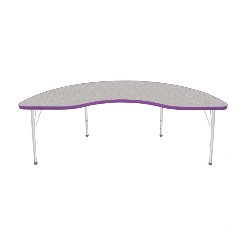 36" X 72" Kidney Table - Top Color: Gray Nebula, Edge Color: Purple