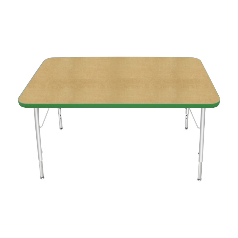 30" X 48" Rectangle Table - Top Color: Maple, Edge Color: Dustin Green