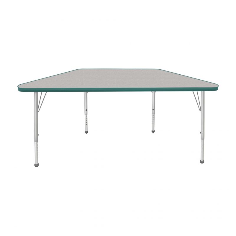 24" X 48" Trapezoid Table - Top Color: Gray Nebula, Edge Color: Teal