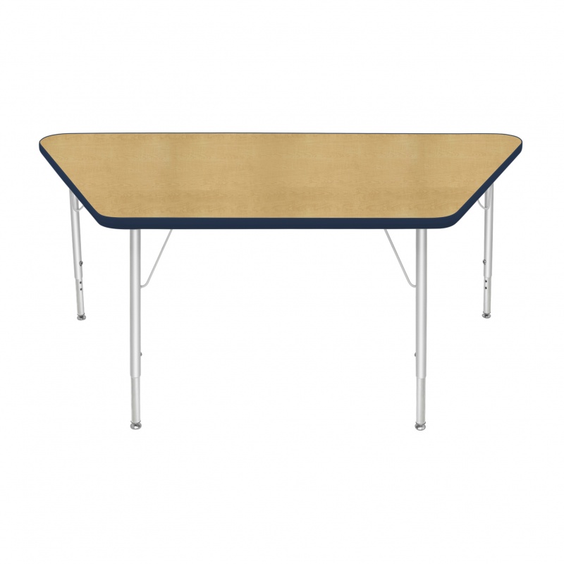 30" X 60" Trapezoid Table - Top Color: Maple, Edge Color: Navy