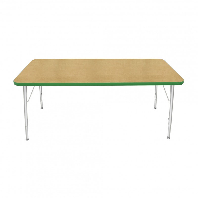 30" X 60" Rectangle Table - Top Color: Maple, Edge Color: Dustin Green