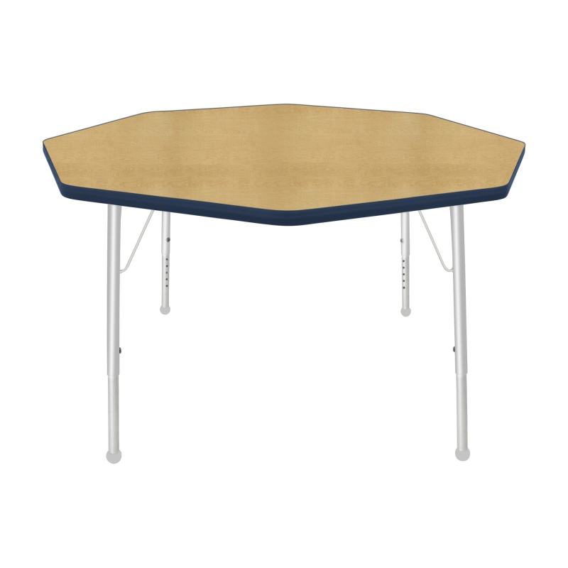 48" Octagon Table - Top Color: Maple, Edge Color: Navy