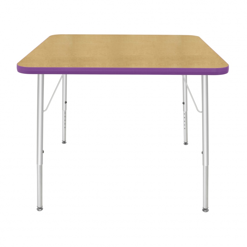 36" Square Table - Top Color: Maple, Edge Color: Purple