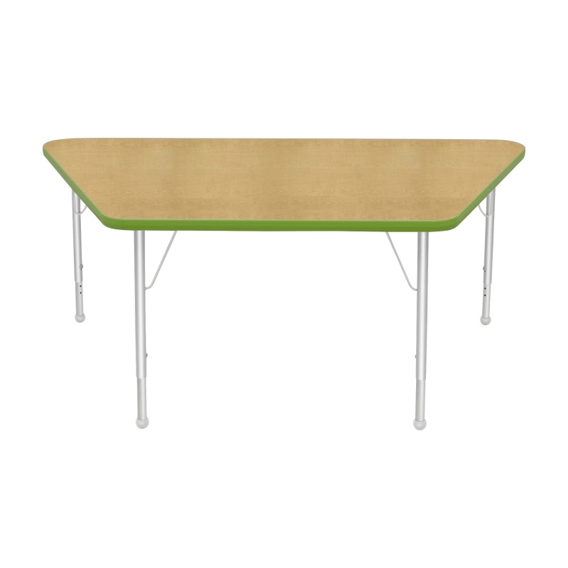 30" X 60" Trapezoid Table - Top Color: Maple, Edge Color: Sour Apple