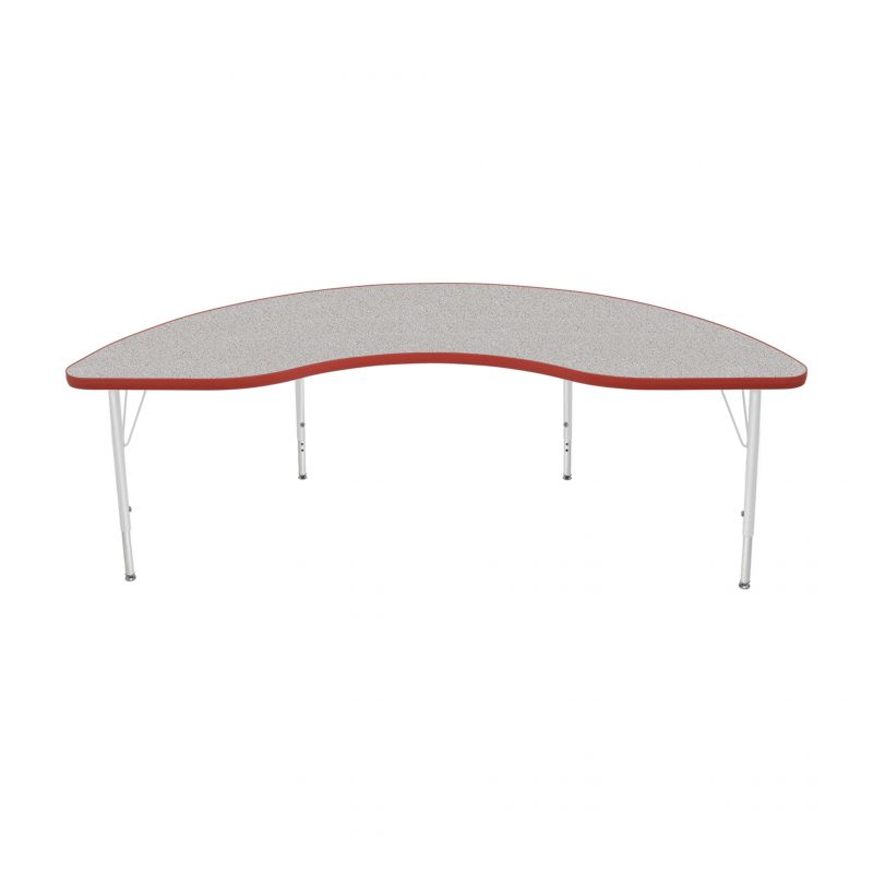 36" X 72" Kidney Table - Top Color: Gray Nebula, Edge Color: Red