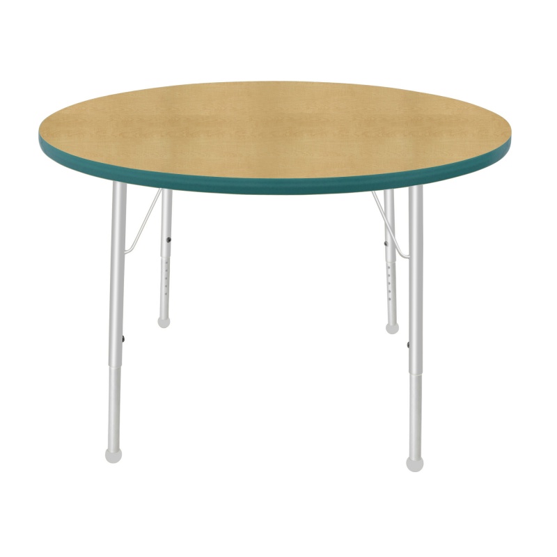 42" Round Table - Top Color: Maple, Edge Color: Teal