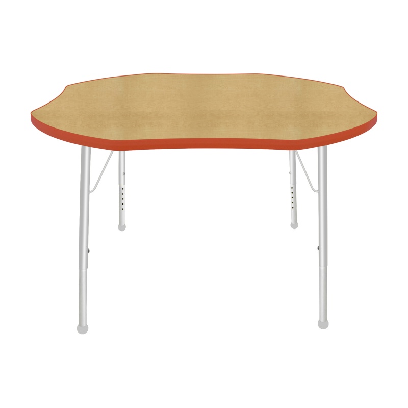 48" Shamrock Table - Top Color: Maple, Edge Color: Autumn Orange