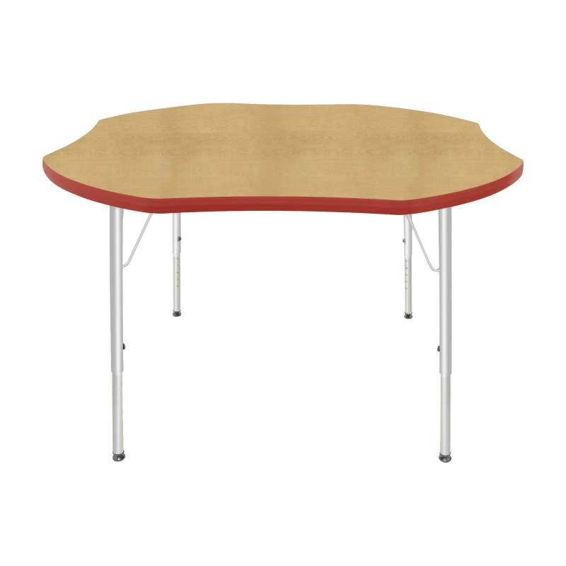 48" Shamrock Table - Top Color: Maple, Edge Color: Red