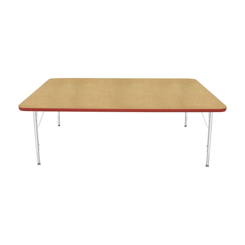 42" X 72" Rectangle Table - Top Color: Maple, Edge Color: Red