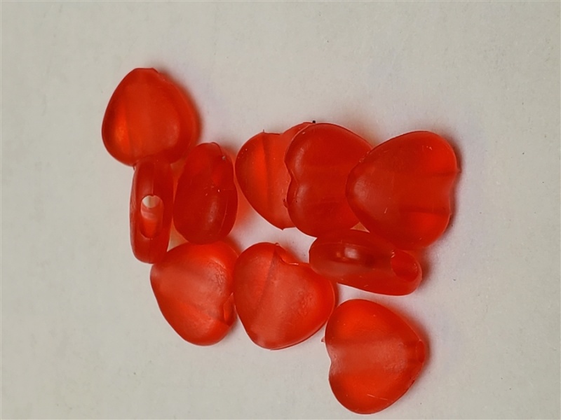 Ear Loop Grippers - Heart - Trans Red - 10 Pieces