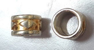 Sterling Large Hole Bead - #302 Diamond W/14Kgp