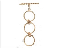 14Kt Gold Filled 3-Ring Adjustable Twisted Toggle Clasp - 14Mm
