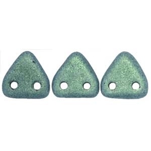 Czechmates 2 Hole Triangle Beads-Metallic Suede Light Green