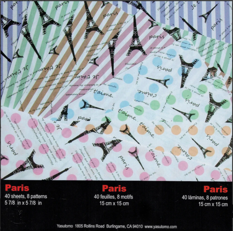 #4342 - Yasutomo Fold'ems Origami Paper - Paris Pattern Assortment - 5 7/8"