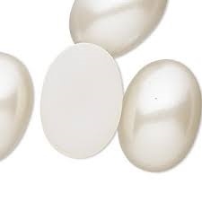 18 X 25Mm Acrylic Flat Back Pearl Oval Cabochon - White Pearl