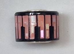 Sterling Large Hole Bead- Pink Mother Of Pearl Piano Keys