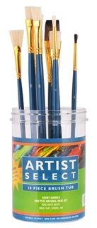 Artist Select Natural Hair Paint Brush Assortment Tub - 10 Piece Set