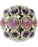 8Mm Filigree Rhinestone Bead-Antique Silver Cyclamen Opal/Purple Velvet