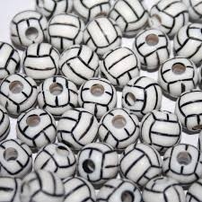Team Sports Acrylic Volleyball Beads - 12 Mm - 60Pc